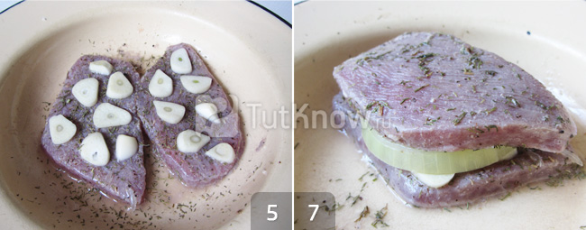 Свинина с чесноком и луком