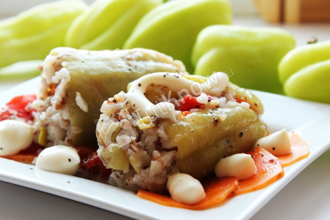 Рецепт постный фаршированный перец с рисом, гречкой и овощами