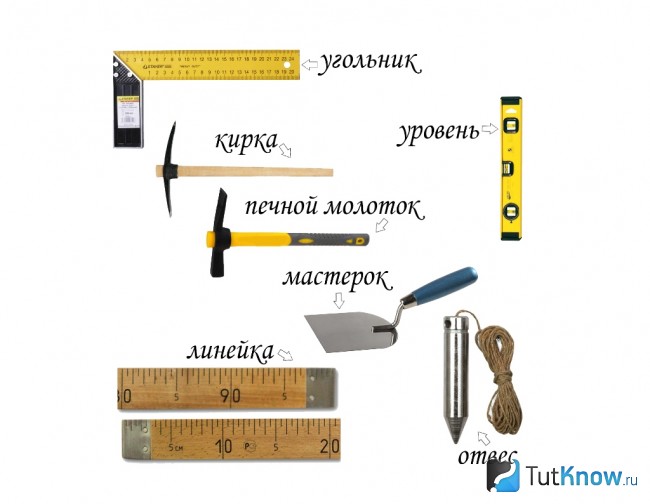 Инструменты для строительства банной печи из кирпича