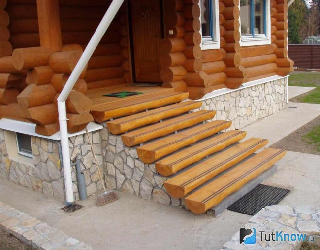 Декор бетонного крыльца для бани