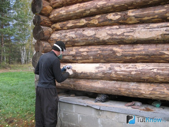 Наружная шлифовка бани