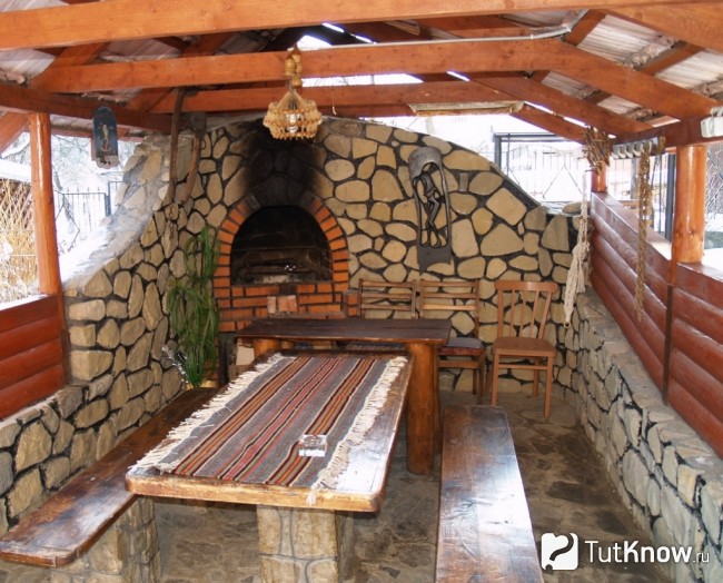 Летняя печь для террасы в бане