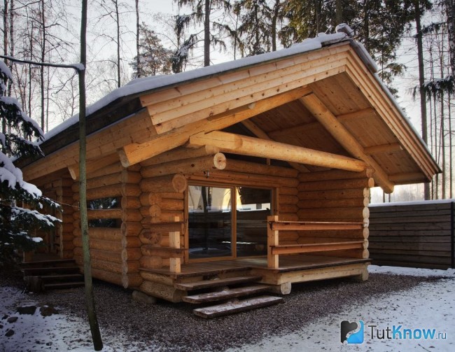 Русская баня на дровах из бревна