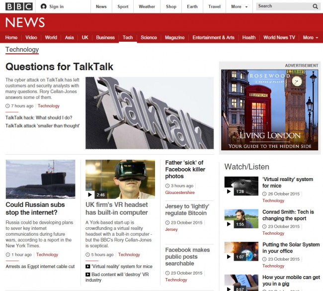 Сайт новостей BBC на британском