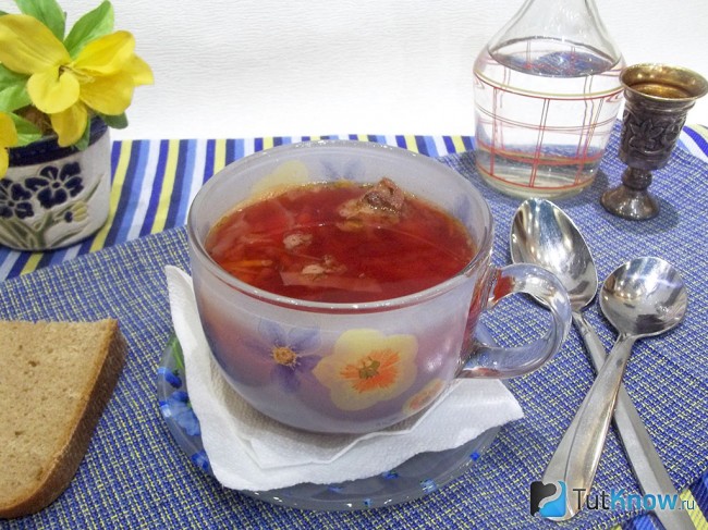 Готовый красный борщ без капусты