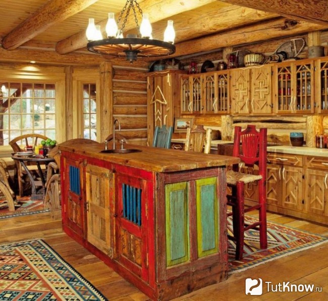 Стиль кантри для кухни в бане