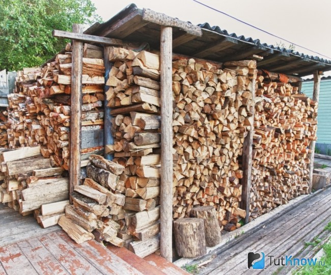 Уличная поленница для бани