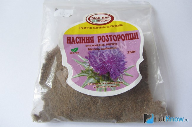 Упаковка шрота семян расторопши