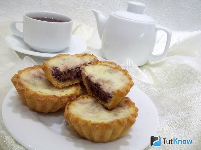 Готовые тарталетки с вишнями