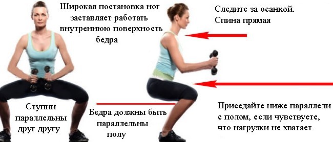 Схематическое изображение выполнения приседаний