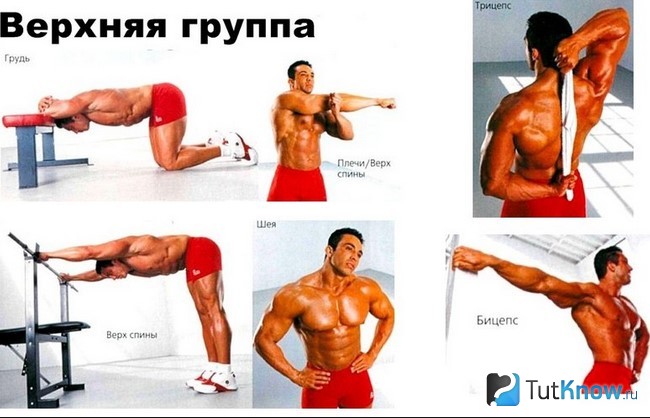 Схема выполнения растяжки для верхней части тела