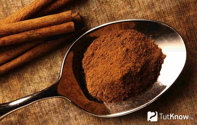Порошок корицы в ложке