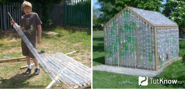 Монтаж парника из пластиковых бутылок