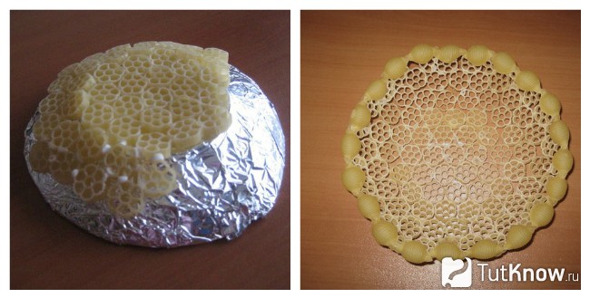 Изготовление ажурного блюдца из макарон
