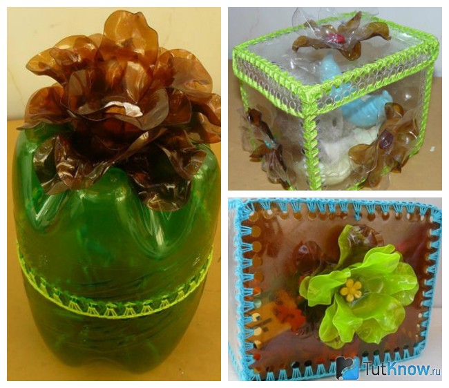 Шкатулки из пластиковых бутылок