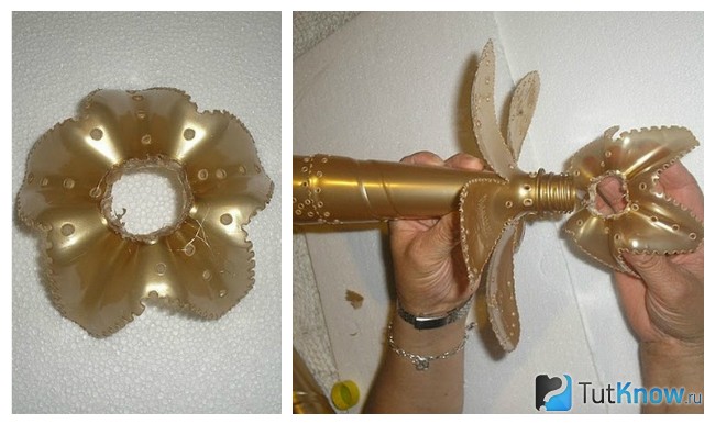 Украшение вазы из пластиковой бутылки