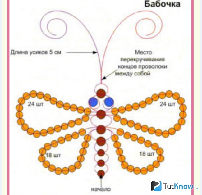 Схема бабочки из бисера