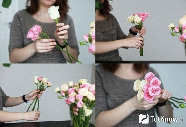 Как сделать букет из роз