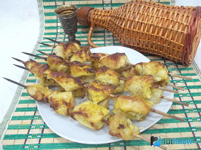 Готовый куриный шашлык в духовке