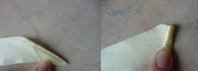Скручивание розы из атласных лент