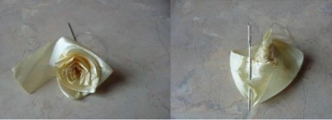 Роза из атласной ленты