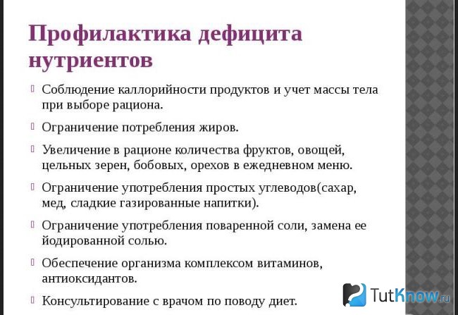 Профилактика дефицита нутриентов