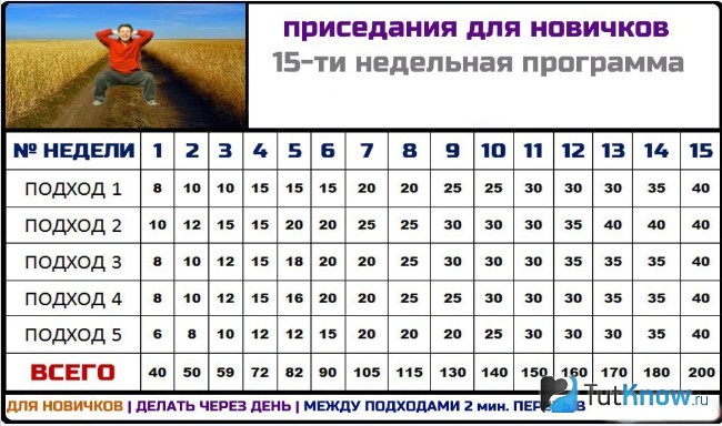 Программа приседаний на 30 дней