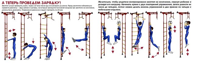 Схема упражнений на кольцах