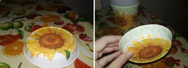 Декорация салфеткой тарелки-поддона