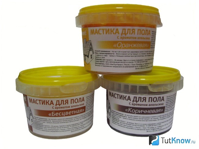 Ассортимент мастики для паркета