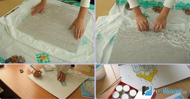 Изготовление картины из мокрой ткани