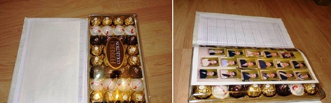 Классный журнал из коробки конфет внутри