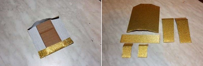 Картонные заготовки обклеенные золотой бумагой