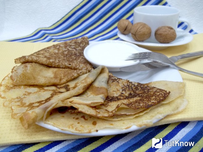 Готовые блины на сыворотке и ржаной муке