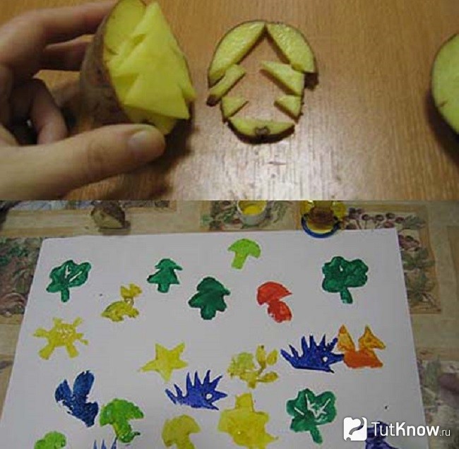 Штамп елочка из картошки
