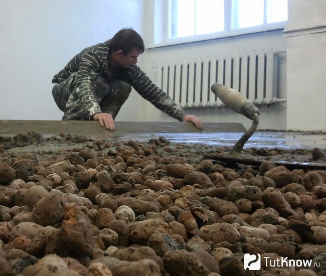 Керамзит на полу в качестве утеплителя