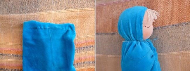 Пришивание комбинезона к основе вальдорфской куклы Сплюши