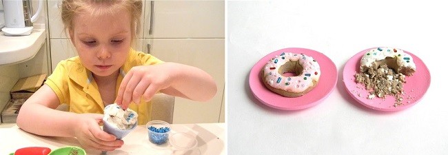 Лепка пирожного из домашнего пластилина