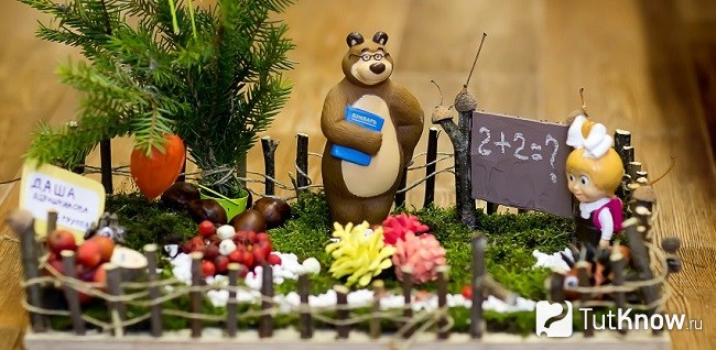 Поделка с использование готовых фигурок Медведя и Маши