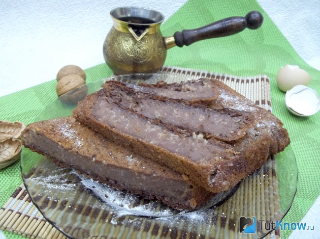 Готовый шоколадный пирог на молоке без яиц