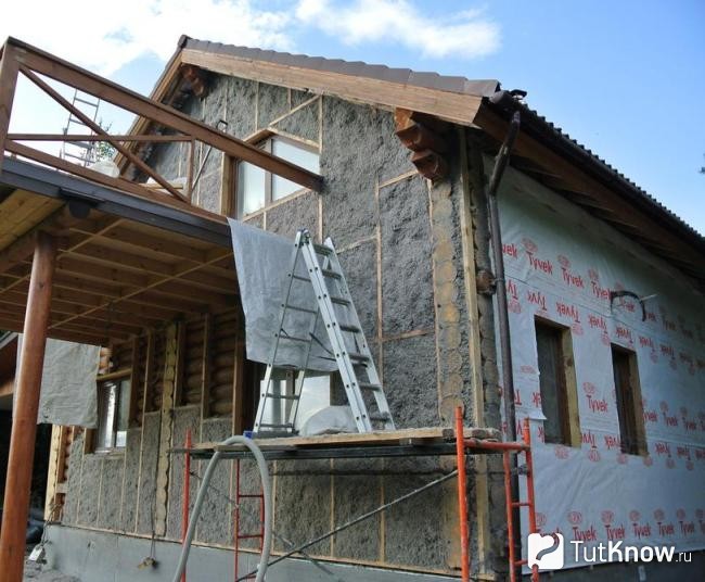 Мокрый метод утепления фасада эковатой