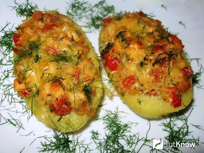 Картофельные лодочки с грибами