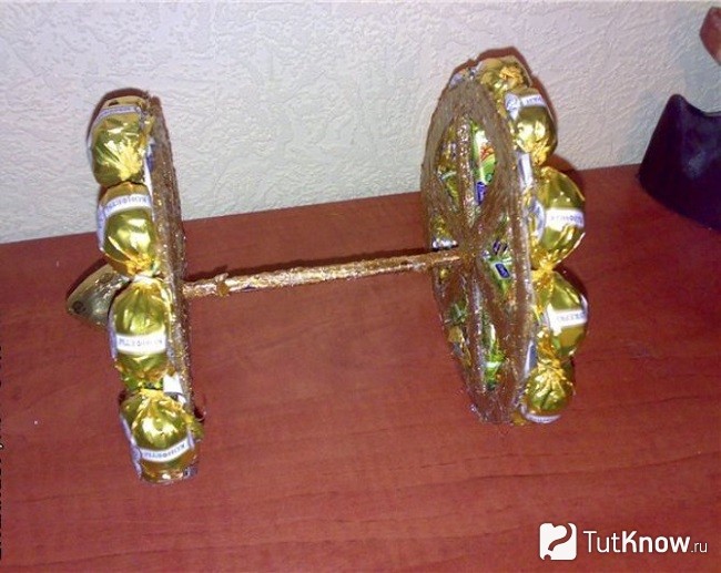 Колёса из конфет на оси