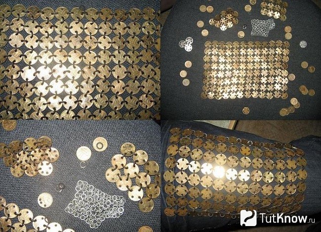 Кольчуга богатыря из монет и граверных шайбочек