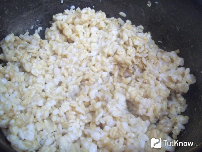 Зерна овсянки сварены