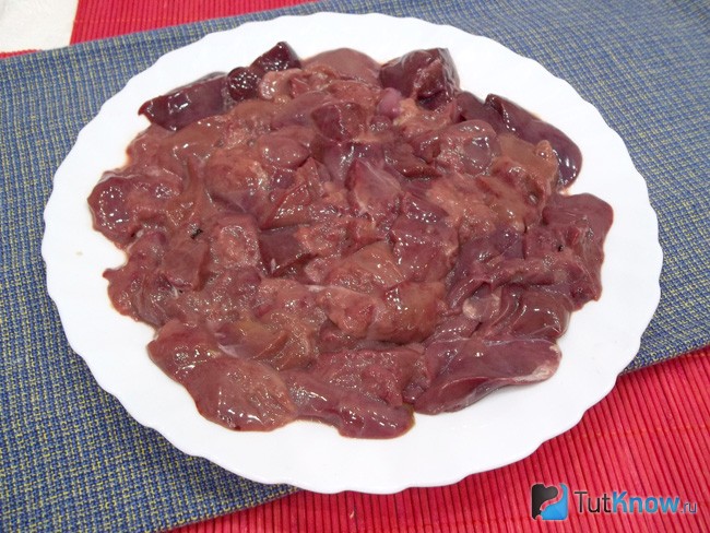 Печень вымыта и нарезана