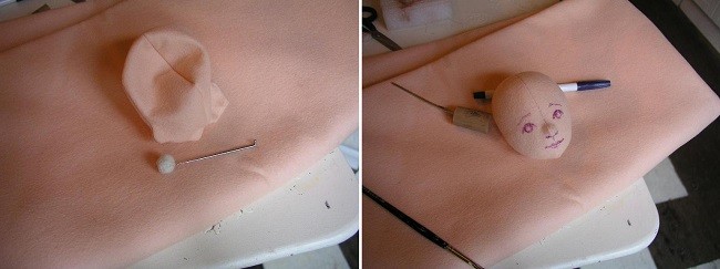Готовая голова куклы из фетра