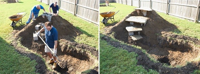 Котлован для водопада на даче