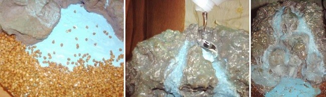 Разукрашивание и формирование песка