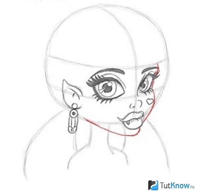 Рисование сережек и лица куклы